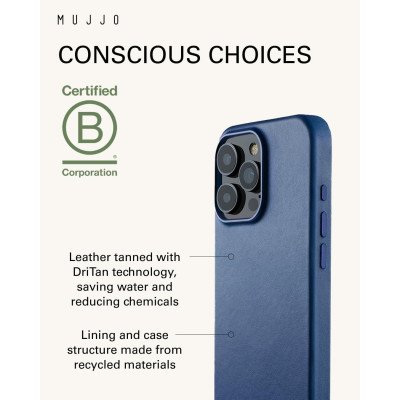 Θήκη Apple iPhone 16 Pro Max - MUJJO Full Leather Case Δερμάτινη με MagSafe - Monaco Blue (MUJJO-CL-055-BL)