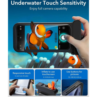 Θήκη Apple iPhone 15 Pro Max / 14 Pro Max ESR Waterproof Pouch Pro Αδιάβροχη με Λουράκι IPX8 - Black (4894240195673)