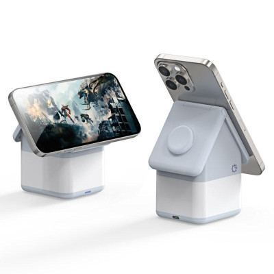 Duzzona W20 4-in-1 Magnetic Wireless Charger - Μαγνητική Βάση Ασύρματης Φόρτισης MagSafe για Apple iPhone / AirPods / Apple Watch με Φωτάκι Νυκτός - 15W - Blue (6934913005125)