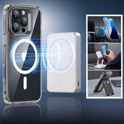 Θήκη & Αντιχαρακτικό Γυαλί Προστασίας Apple iPhone 16 Pro Max - ESR Classic Hybrid HaloLock Σετ Ανθεκτική με MagSafe & Tempered Glass Οθόνης - Clear (4894240243541)