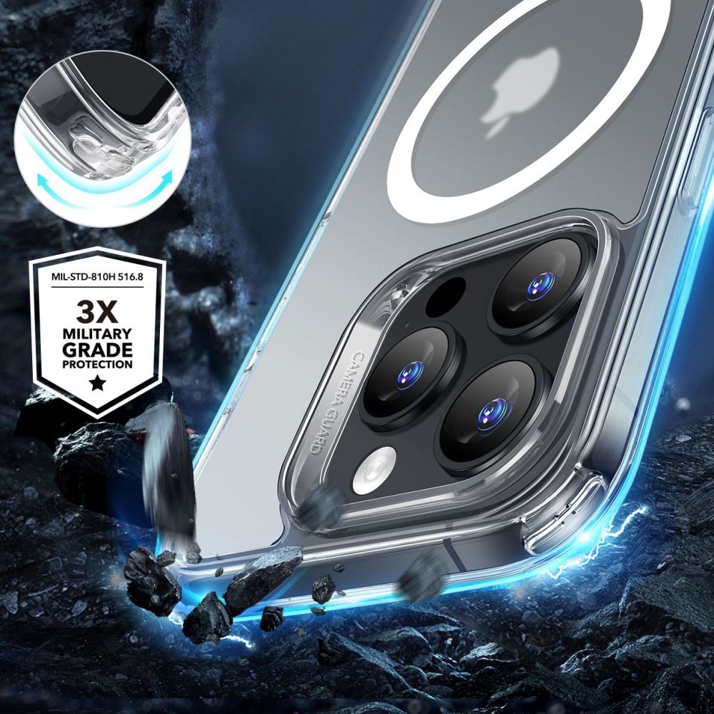 Θήκη & Αντιχαρακτικό Γυαλί Προστασίας Apple iPhone 16 Pro - ESR Classic Hybrid HaloLock Σετ Ανθεκτική με MagSafe & Tempered Glass Οθόνης - Frosted Clear (4894240243527)