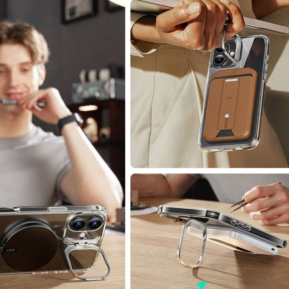 Θήκη & Αντιχαρακτικό Γυαλί Προστασίας Apple iPhone 16 - ESR Classic Hybrid HaloLock with Stash Stand Σετ Ανθεκτική MagSafe & Tempered Glass Οθόνης με KickStand - Clear (4894240243602)