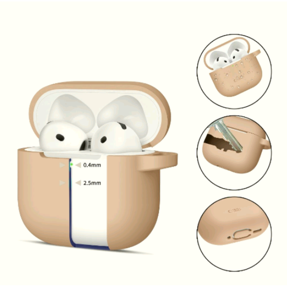 Θήκη Apple AirPods 4th Gen - Tech-Protect Silicone Hook Σιλικόνης - Caffe Latte (5906302370078)