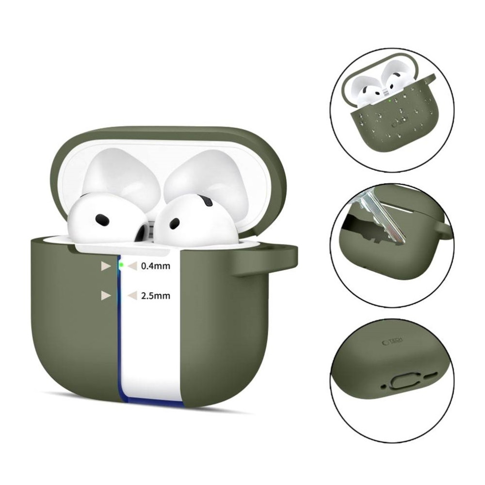 Θήκη Apple AirPods 4th Gen - Tech-Protect Silicone Hook Σιλικόνης - Olive Green (5906302370085)