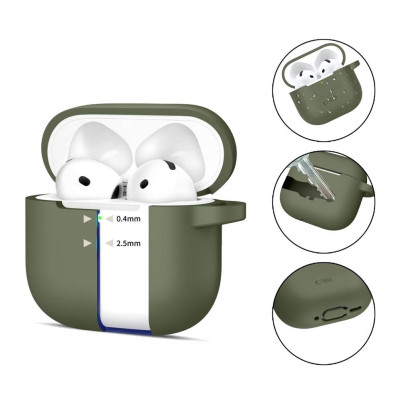 Θήκη Apple AirPods 4th Gen - Tech-Protect Silicone Hook Σιλικόνης - Olive Green (5906302370085)