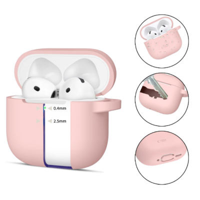 Θήκη Apple AirPods 4th Gen - Tech-Protect Silicone Hook Σιλικόνης - Dusty Pink (5906302370054)