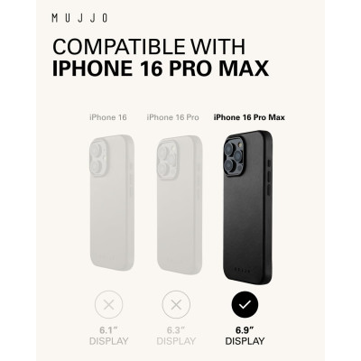 Θήκη Apple iPhone 16 Pro Max - MUJJO Full Leather Case Δερμάτινη με MagSafe - Black (MUJJO-CL-055-BK)