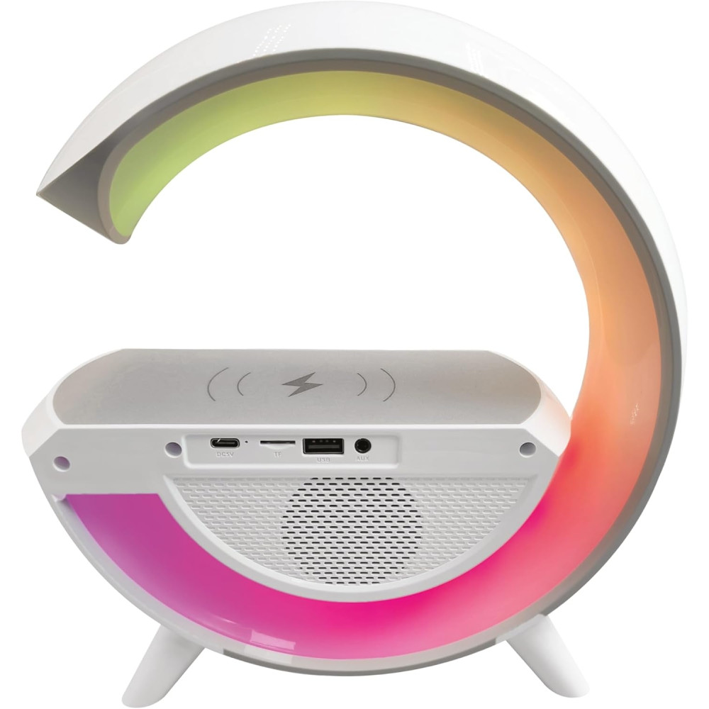 The Source RED5 Light Up Wireless Charging Alarm Clock Speaker - Βάση Ασύρματης Φόρτισης 10W / Ξυπνητήρι / Φορητό Ηχείο Bluetooth / Ραδιόφωνο FM με Φωτορυθμικό RGB Φωτισμό (5056327916826)