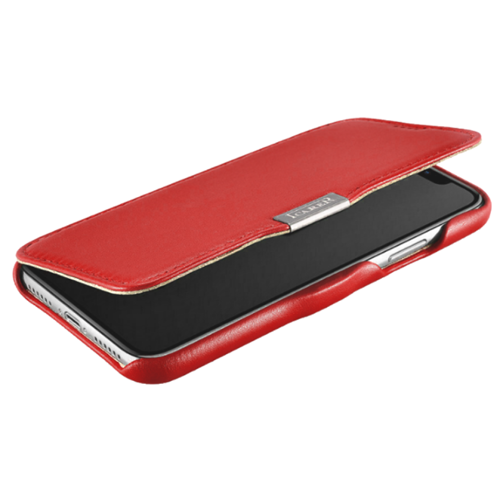 Θήκη Apple iPhone X / XS - iCarer Luxury Series Side-Open Δερμάτινη - Red (RI802-RD)