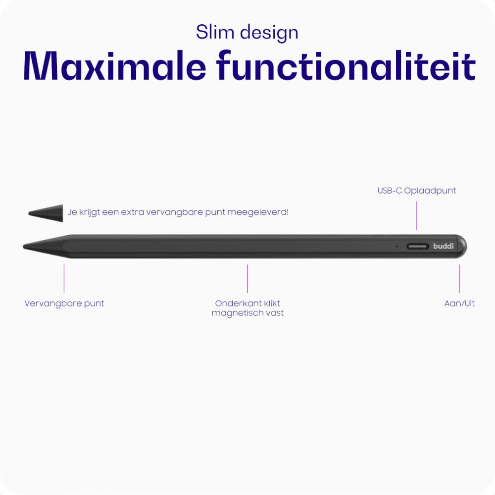Γραφίδα Buddi Flow Universal Active Stylus Pen Μαγνητική Ψηφιακή Αφής για Smartphone / Tablet 5 Έτη Εγγύηση - Black (8719246449253)