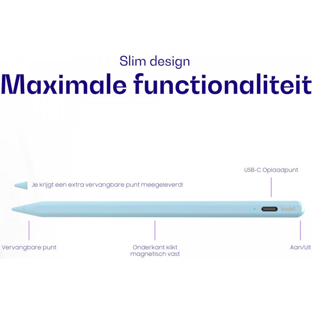 Γραφίδα Buddi Flow Universal Active Stylus Pen Μαγνητική Ψηφιακή Αφής για Smartphone / Tablet 5 Έτη Εγγύηση - Blue (8719246459580)