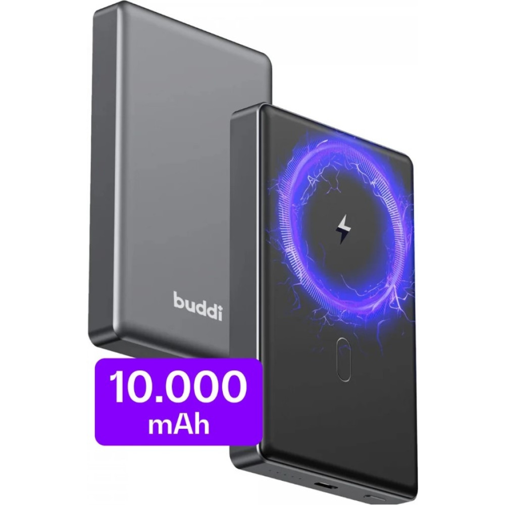PowerBank Buddi Connect με Ασύρματη Φόρτιση MagSafe 15W & 1 x Type-C 20W 10.000mAh 5 Έτη Εγγύηση - Black (8719246451843)