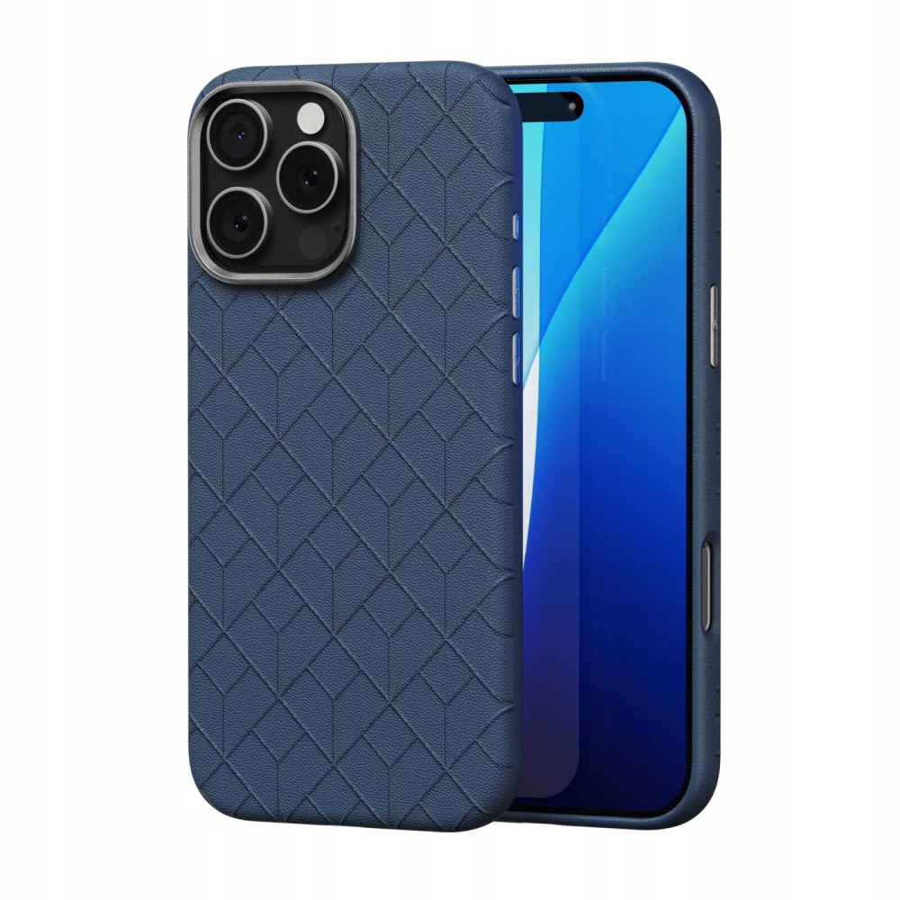 Θήκη iPhone 16 Pro Max Spacecase Classy Mag Σκληρή από Οικολογικό Δέρμα με MagSafe - Dark Blue (5905719112134)