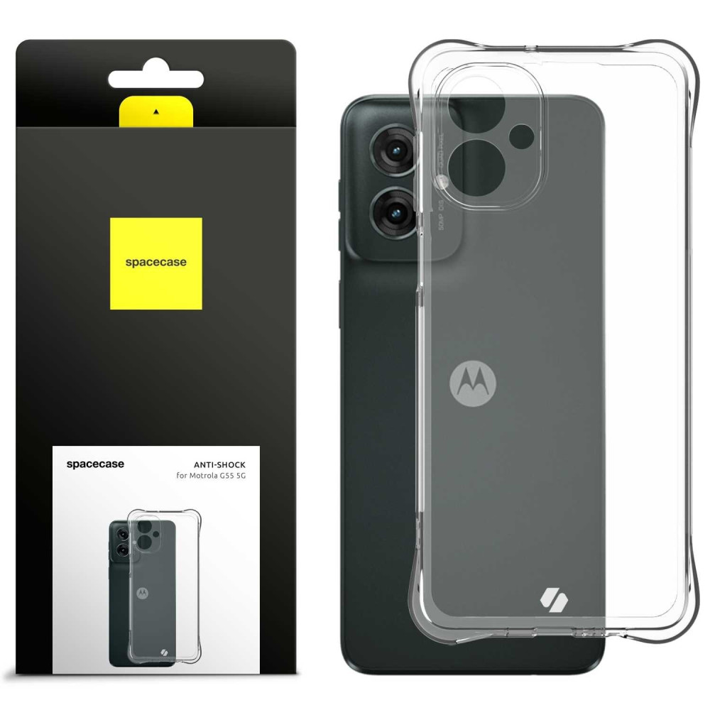 Θήκη Motorola Moto G55 Spacecase Anti-Shock Διάφανη Σιλικόνης 1mm - Clear (5905719112967)