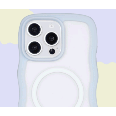 Θήκη iPhone 16 Pro Max HappyCase Wavy Διάφανη Σκληρή με MagSafe & TPU Bumper - Blue (8719246462153)