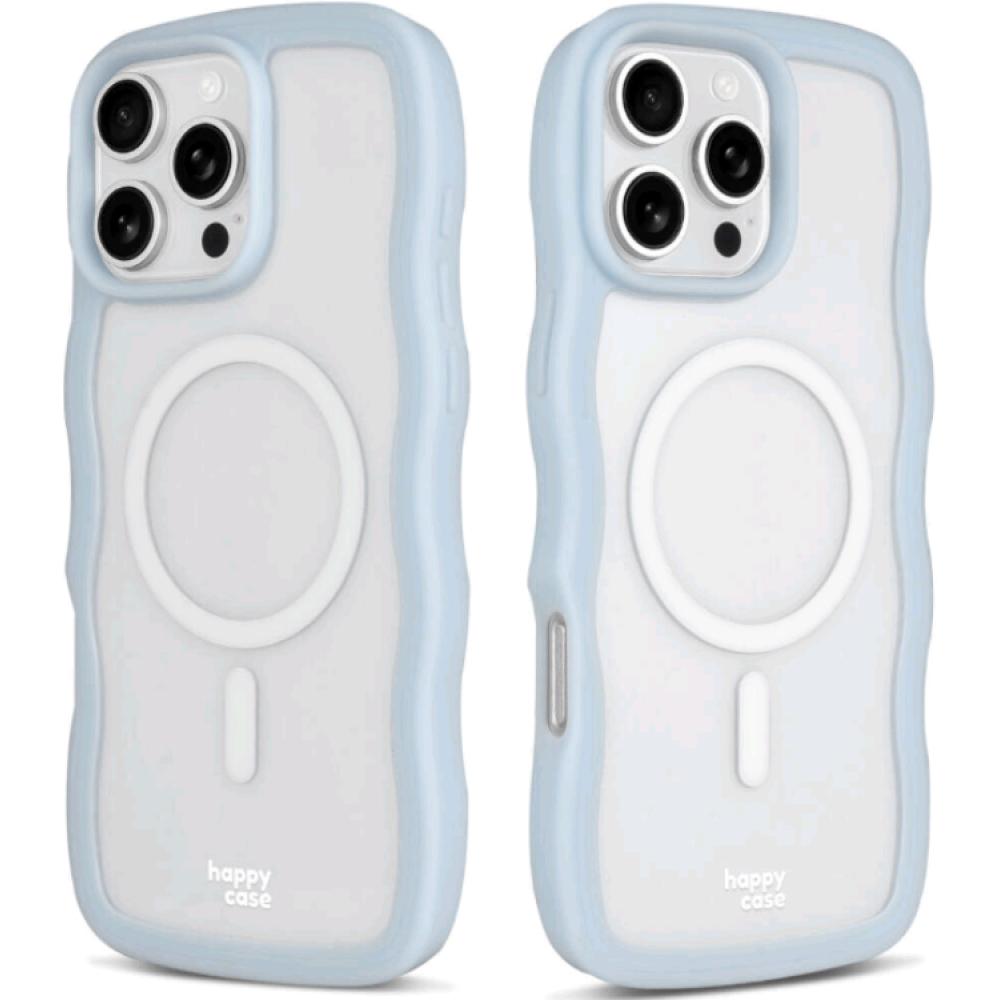Θήκη iPhone 16 Pro Max HappyCase Wavy Διάφανη Σκληρή με MagSafe & TPU Bumper - Blue (8719246462153)