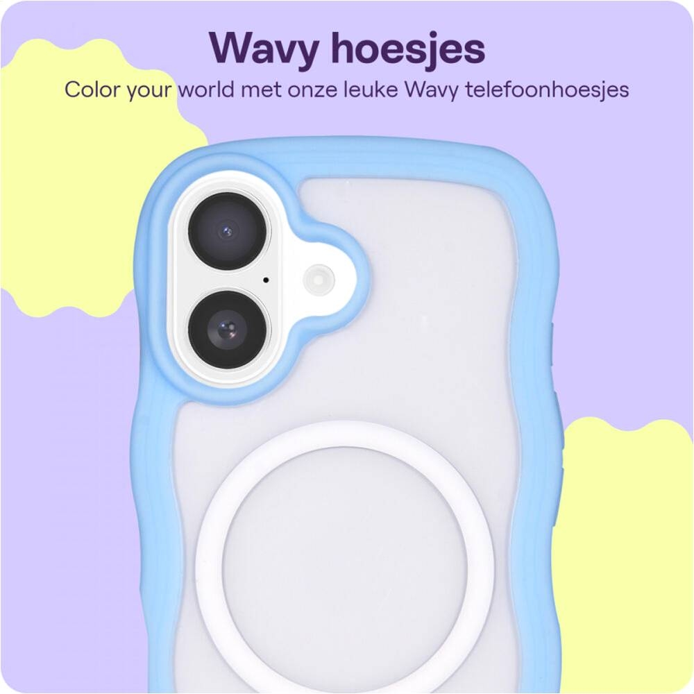 Θήκη iPhone 16 HappyCase Wavy Διάφανη Σκληρή με MagSafe & TPU Bumper - Blue (8719246462054)