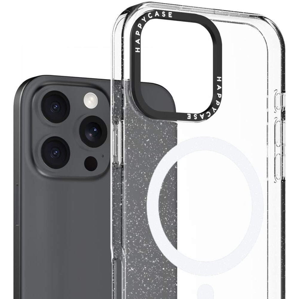 Θήκη iPhone 16 Pro Max HappyCase Joy Διάφανη Σκληρή με MagSafe - Sparkle Glitter (8719246462511)