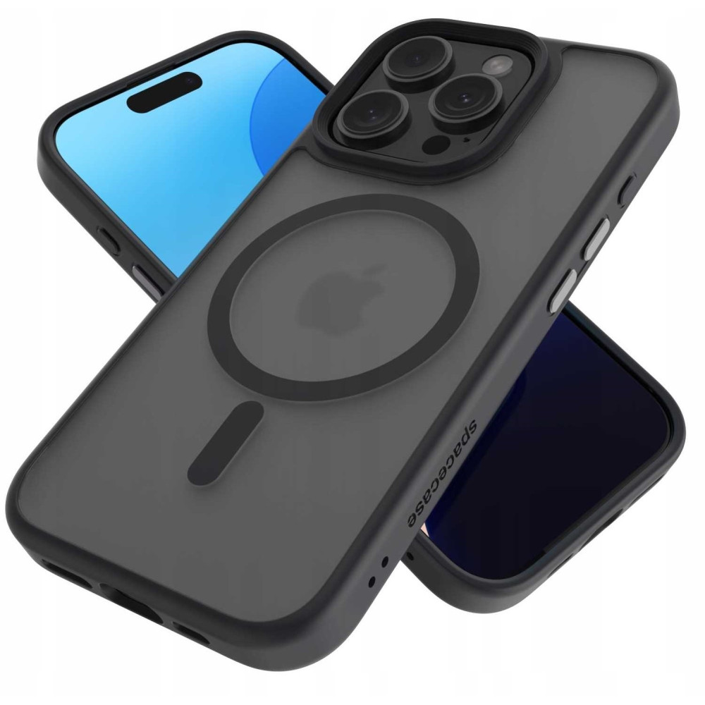Θήκη iPhone 16 Pro Spacecase Hybrid MagSafe Σκληρή Ημιδιάφανη με MagSafe - Black (5905719111854)