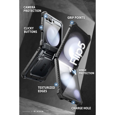 Θήκη Samsung Galaxy Z Flip5 Supcase i-Blason Armorbox Ανθεκτική με Κλιπ Ζώνης & Kickstand - Black (843439124042)