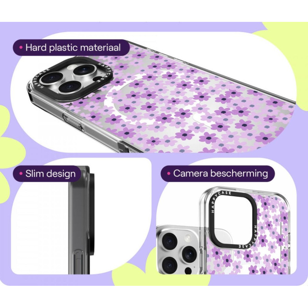 Θήκη iPhone 16 Pro Max HappyCase Joy Διάφανη Σκληρή με MagSafe - Purple Floral (8719246462443)