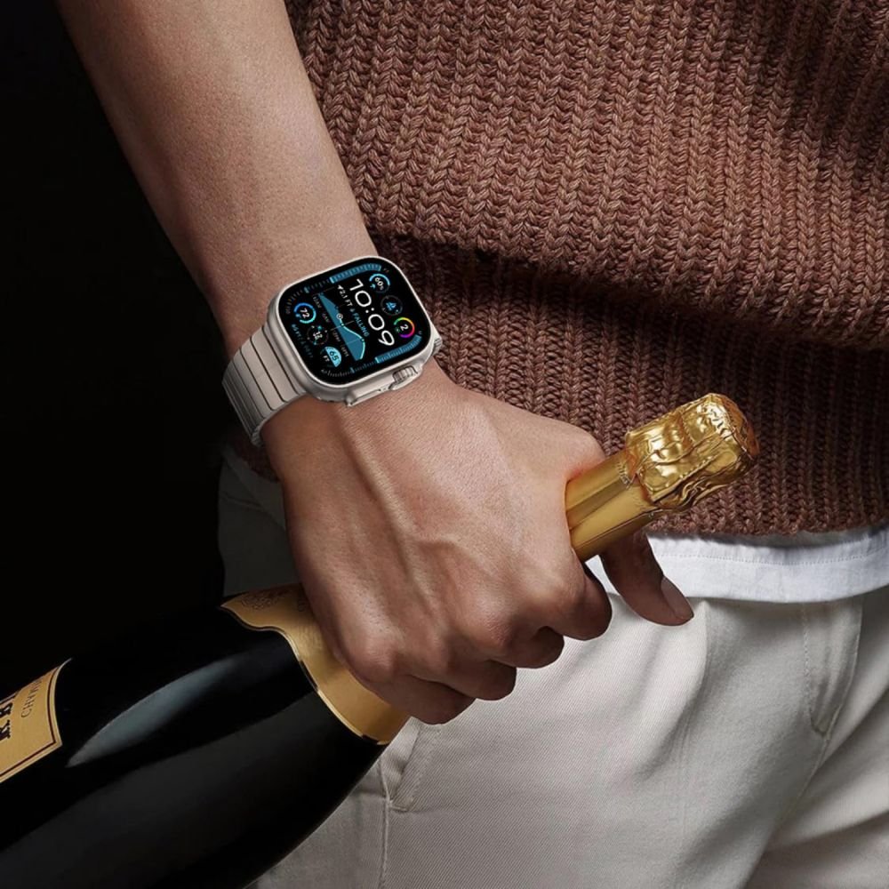 Λουράκι Apple Watch Ultra2/Ultra1/SE/10/9/8/7/6/5/4 (49/46/45/44mm) Tech-Protect Linkband από Ανοξείδωτο Ατσάλι - Titanium (5906302370955)