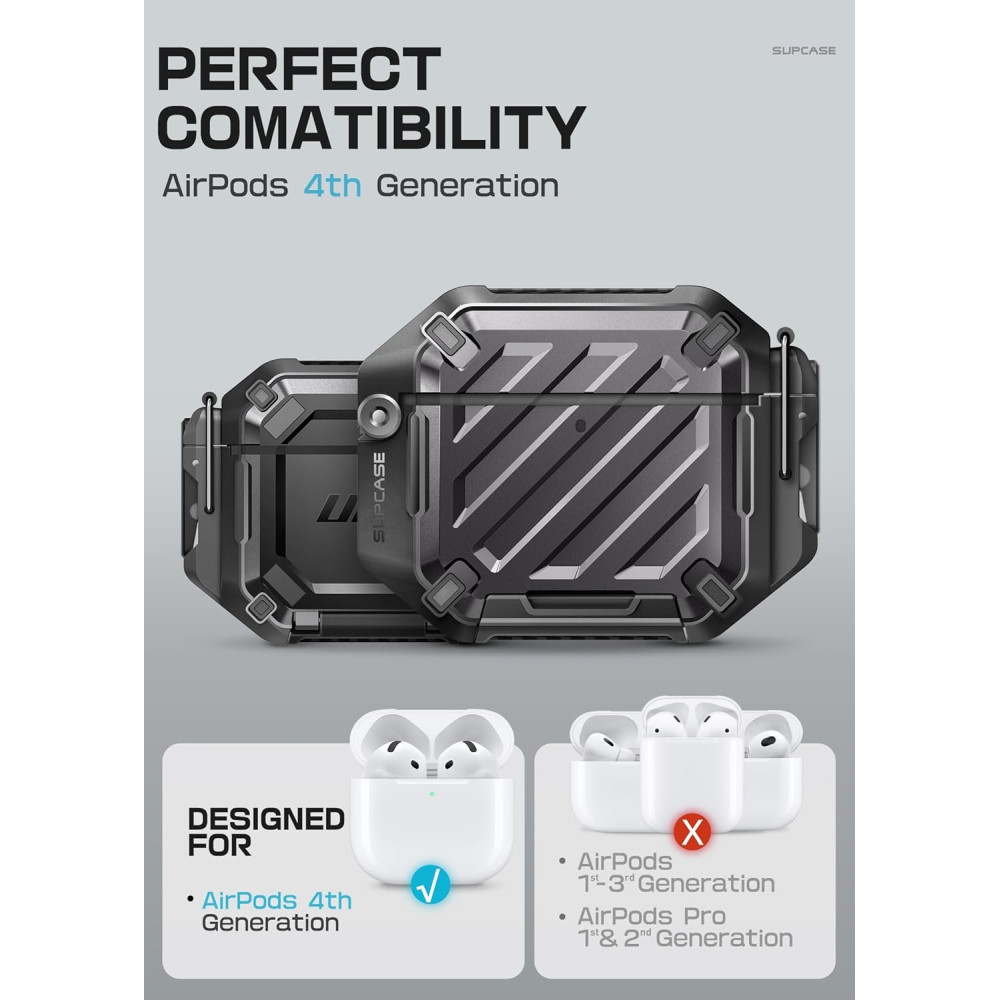Θήκη AirPods 4th Gen Supcase Unicorn Beetle Pro Σκληρή Ανθεκτική Αδιάβροχη - Black (843439155503)
