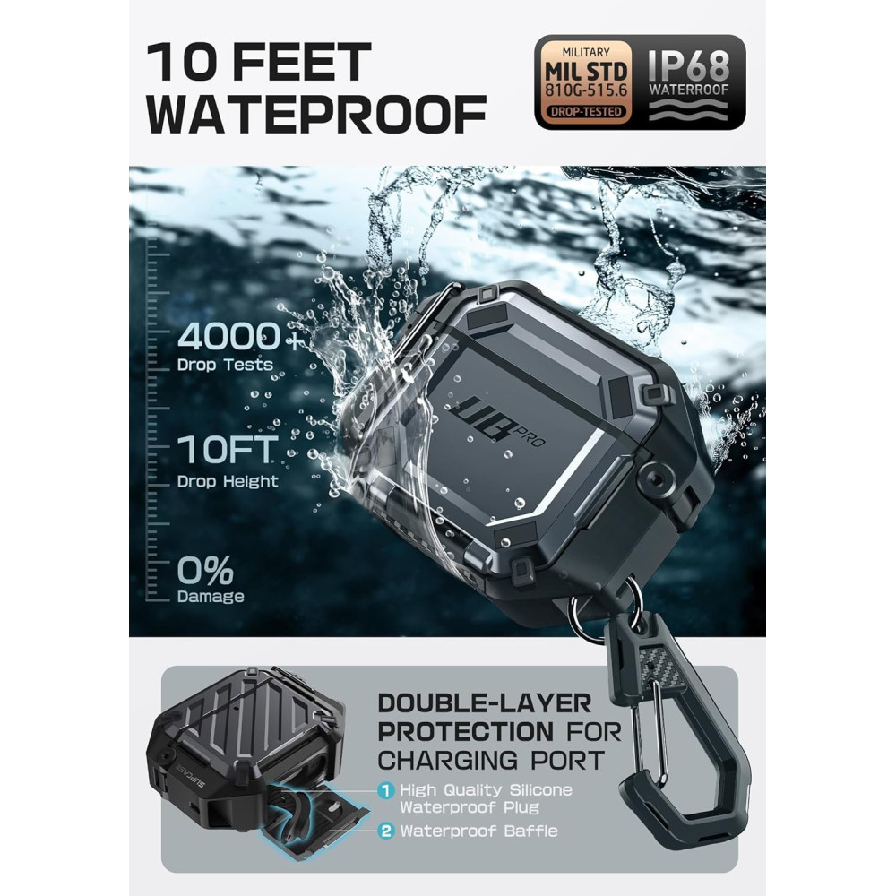 Θήκη AirPods 4th Gen Supcase Unicorn Beetle Pro Σκληρή Ανθεκτική Αδιάβροχη - Black (843439155503)