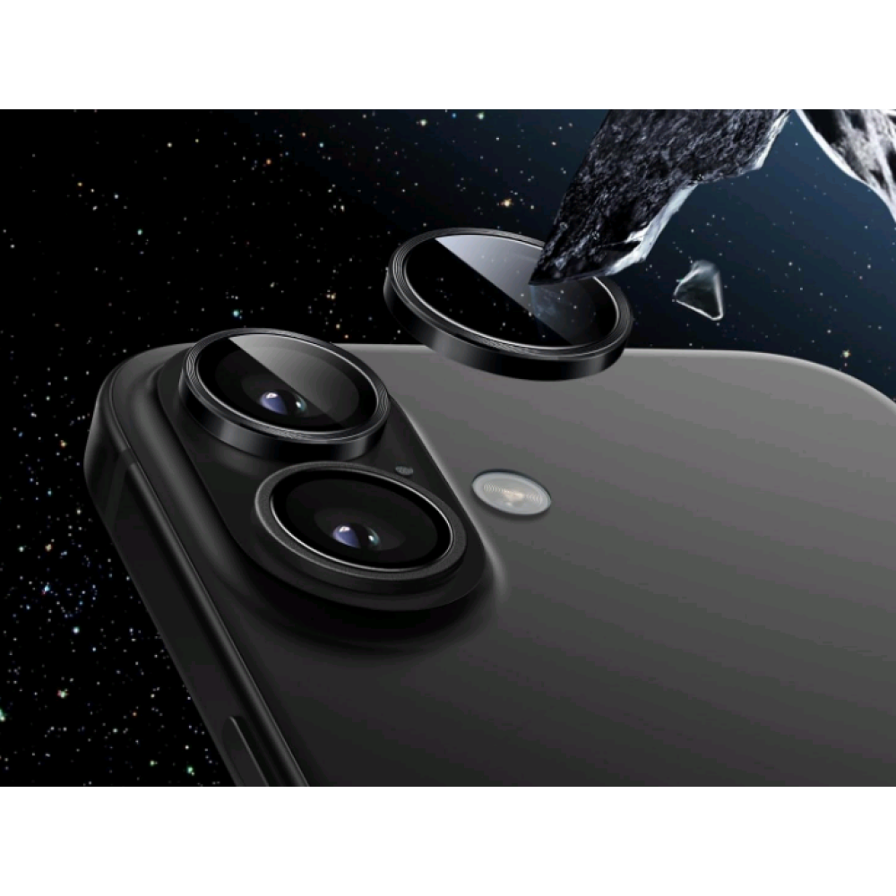 Tempered Glass iPhone 16 / 16 Plus Spacecase QuickFit Camera Glass Αντιχαρακτικό Γυαλί Προστασίας για Φακό Κάμερας 2 Τεμάχια - Black (5905719112684)