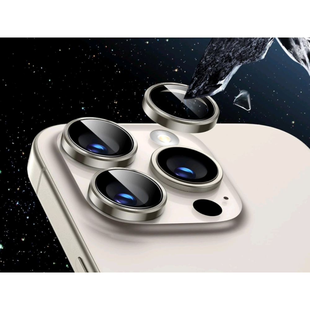 Tempered Glass iPhone 15 Pro / 15 Pro Max Spacecase QuickFit Camera Glass Αντιχαρακτικό Γυαλί Προστασίας για Φακό Κάμερας 2 Τεμάχια - Titanium (5905719112660)