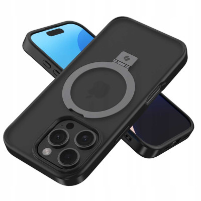 Θήκη iPhone 16 Pro Spacecase Ring Pro Mag Σκληρή με MagSafe & KickStand - Black (5905719112202)