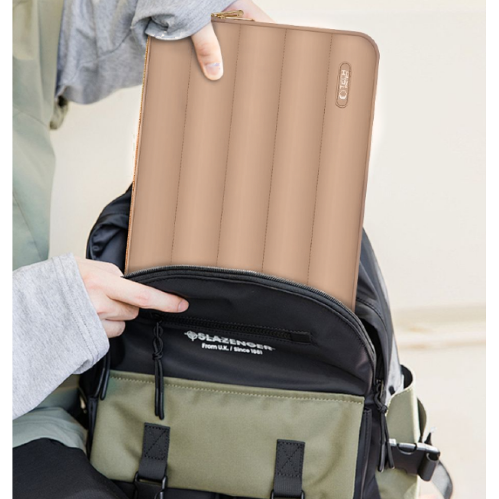Θήκη Laptop Tech-Protect Puffy για Laptop έως 14'' & Mini Θήκη για Αξεσουάρ - Walnut (5906302375400)