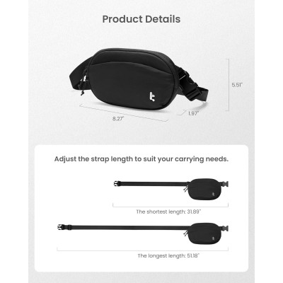 Τσαντάκι Unisex Tomtoc SlingBean-T32 Belt Bag Μέσης / Χιαστί / Fanny Pack Αντικλεπτικό με RFID 1.5L - Black (T32S1D1)