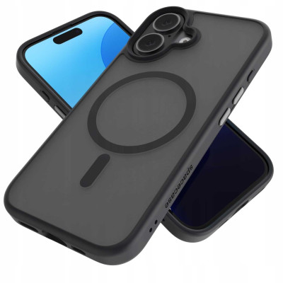 Θήκη iPhone 16 Spacecase Hybrid MagSafe Σκληρή Ημιδιάφανη με MagSafe - Black (5905719111830)