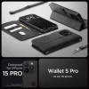 Θήκη iPhone 15 Pro Spigen Wallet S Pro Ανθεκτικό Πορτοφόλι με Αποσπώμενο Λουράκι Χειρός / Λαιμού - Black (ACS06740)
