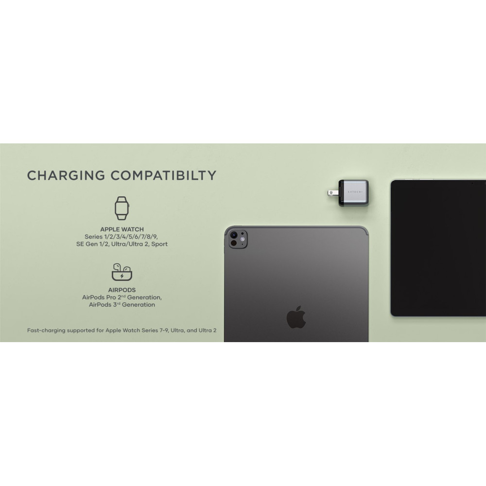 Καλώδιο Type-C Satechi Fast Charging Cable σε Μαγνητικό Γρήγορο Φορτιστή για Apple Watch / AirPods 5W 19cm - Space Gray (ST-QCAWM)