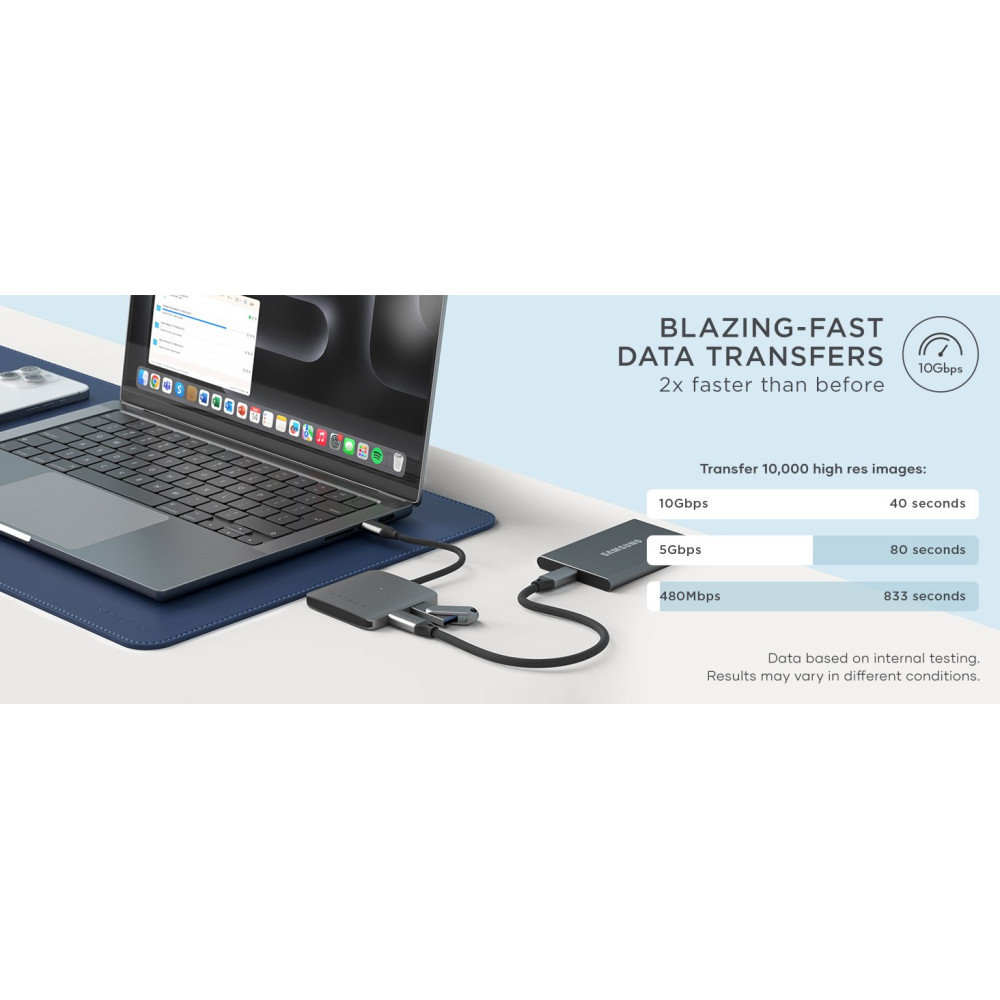 Αντάπτορας Satechi 4-Port USB-C Hub with PD Type-C (male) σε 4 x Type-C 10 Gbps (1 x Type-C 100W) - Space Gray (ST-H4CPDM)