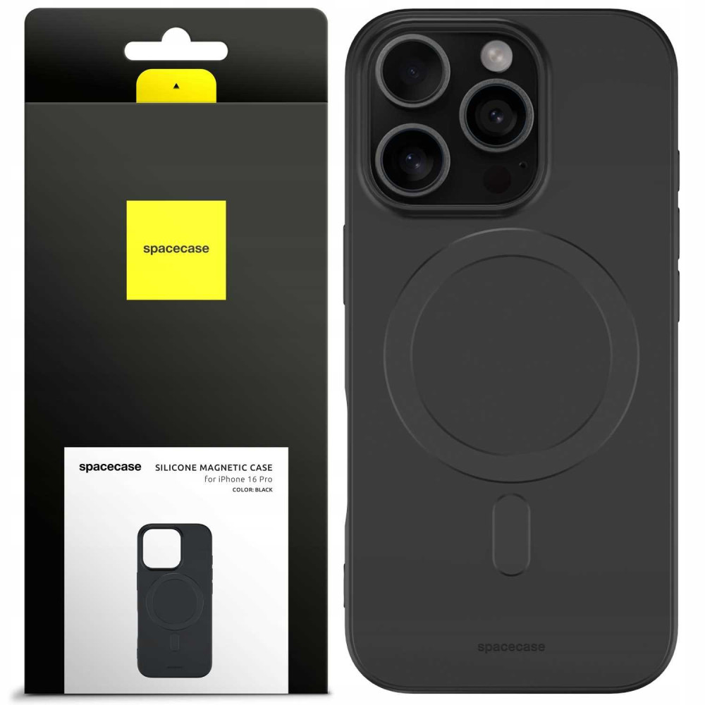 Θήκη iPhone 16 Pro Spacecase Silicone Magnetic Case Σιλικόνης με MagSafe - Black (5905719111663)