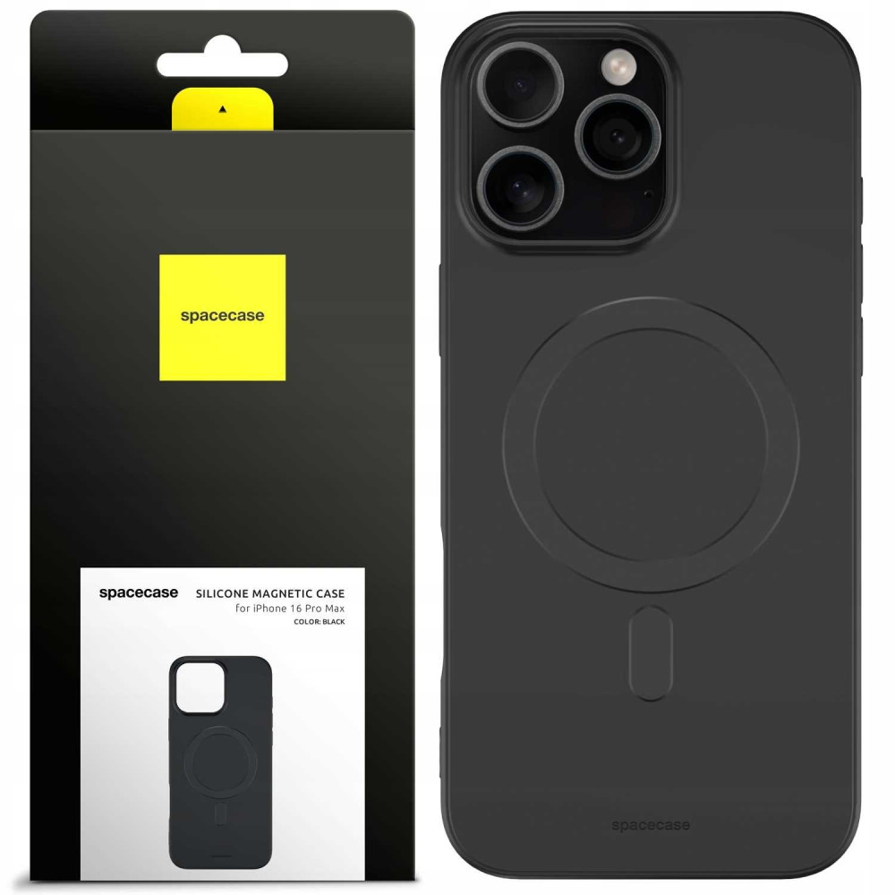 Θήκη iPhone 16 Pro Max Spacecase Silicone Magnetic Case Σιλικόνης με MagSafe - Black (5905719111694)