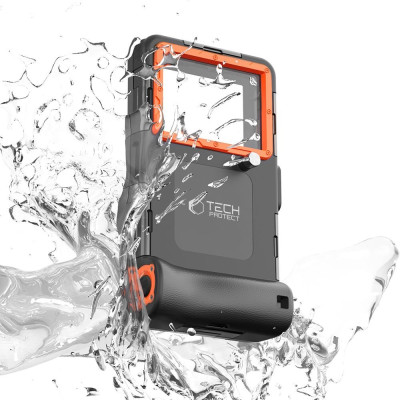 Universal Αδιάβροχη Θήκη Κινητού Tech-Protect Diving Waterproof για Smartphone 6.7" έως 15m IPX8 - Black / Orange (5906302310234)