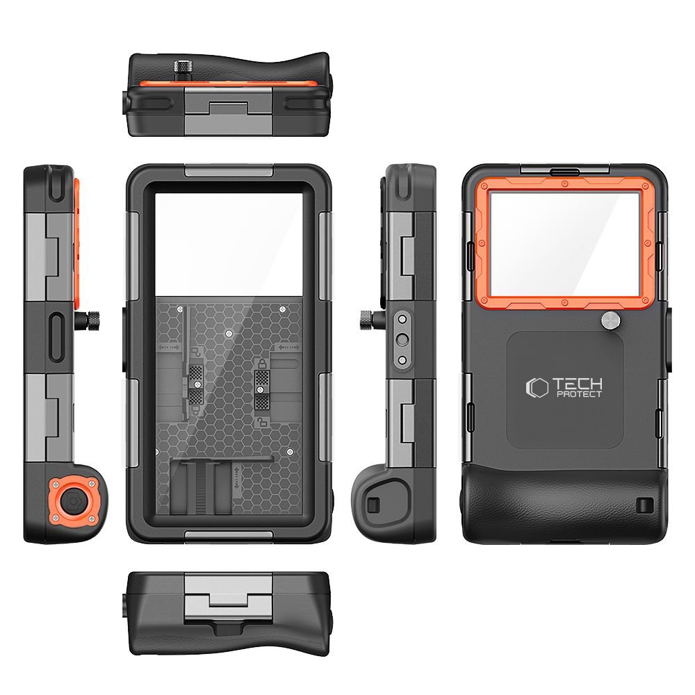 Universal Αδιάβροχη Θήκη Κινητού Tech-Protect Diving Waterproof για Smartphone 6.7" έως 15m IPX8 - Black / Orange (5906302310234)