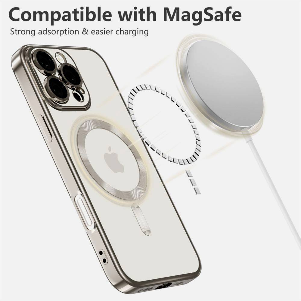 Θήκη iPhone 16 Pro Max Tech-Protect MagFlex Διάφανη Σιλικόνης με MagSafe - Shiny Titanium (5906302372263)