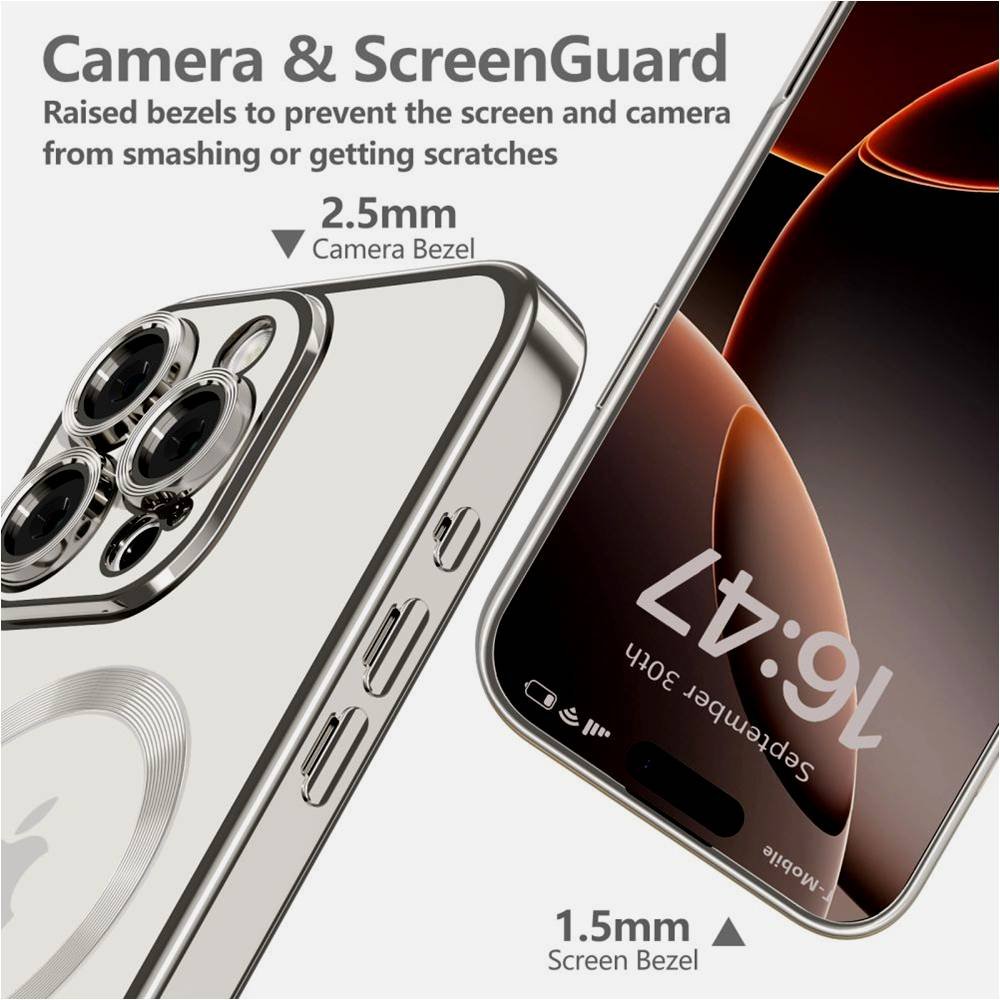 Θήκη iPhone 16 Pro Max Tech-Protect MagFlex Διάφανη Σιλικόνης με MagSafe - Shiny Titanium (5906302372263)