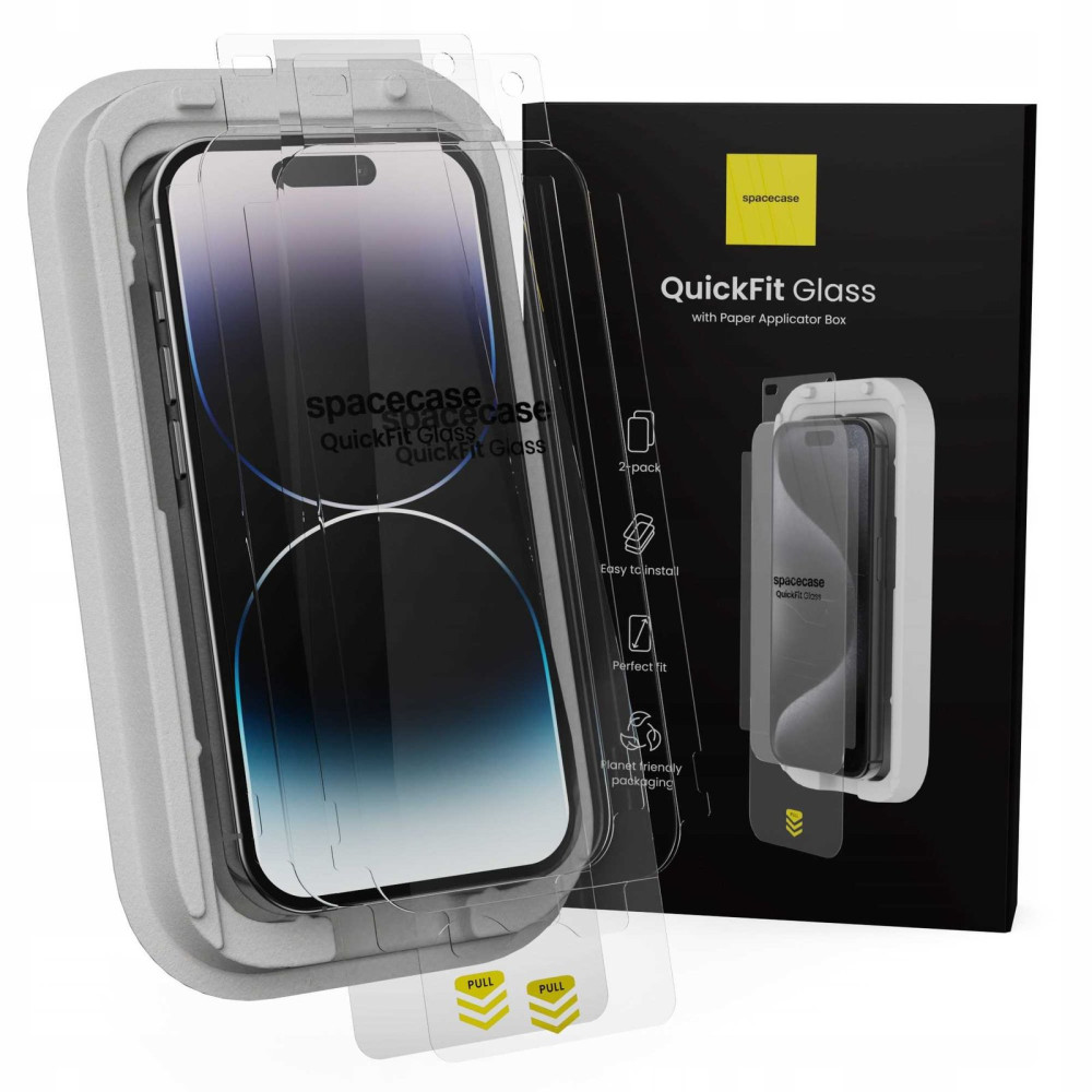 Tempered Glass iPhone 14 Pro Spacecase QuickFit Glass Αντιχαρακτικό Γυαλί Προστασίας Οθόνης με Απλικατέρ QuickFit 2 Τεμάχια - Clear (5905719112806)