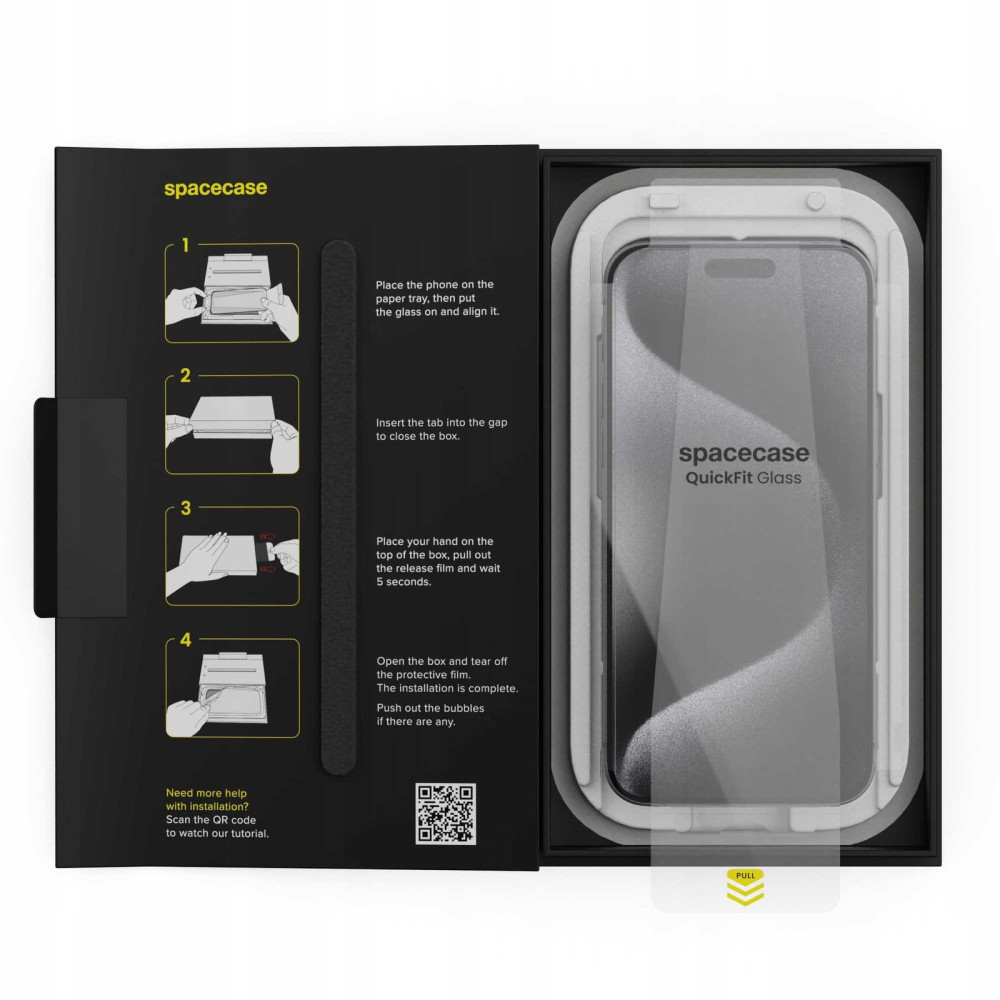 Tempered Glass iPhone 15 Pro Max Spacecase QuickFit Glass Αντιχαρακτικό Γυαλί Προστασίας Οθόνης με Απλικατέρ QuickFit 2 Τεμάχια - Clear (5905719112844)