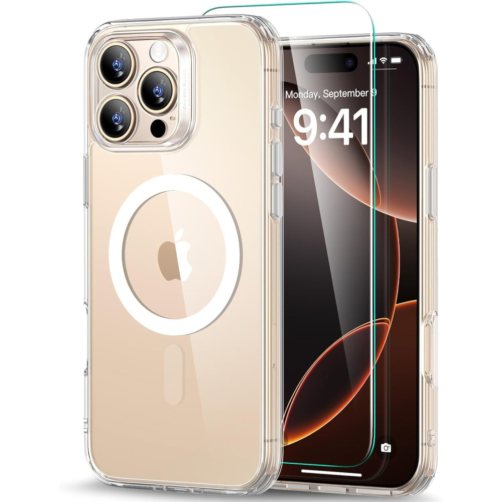 Θήκη & Tempered Glass iPhone 16 Pro Max ESR Classic Pro Set Ανθεκτική με MagSafe / Εναλλάξιμα Κουμπιά & Αντιχαρακτικό Γυαλί Προστασίας Οθόνης - Clear (4894240221839)