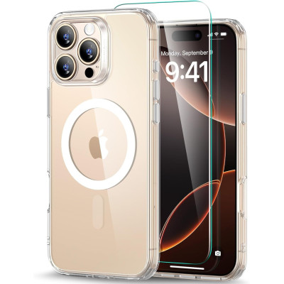 Θήκη & Tempered Glass iPhone 16 Pro Max ESR Classic Pro Set Ανθεκτική με MagSafe / Εναλλάξιμα Κουμπιά & Αντιχαρακτικό Γυαλί Προστασίας Οθόνης - Clear (4894240221839)