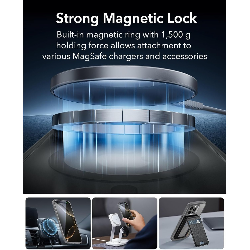 Θήκη & Tempered Glass iPhone 16 Pro Max ESR Classic Pro Set Ανθεκτική με MagSafe / Εναλλάξιμα Κουμπιά & Αντιχαρακτικό Γυαλί Προστασίας Οθόνης - Frosted Grey (4894240230091)