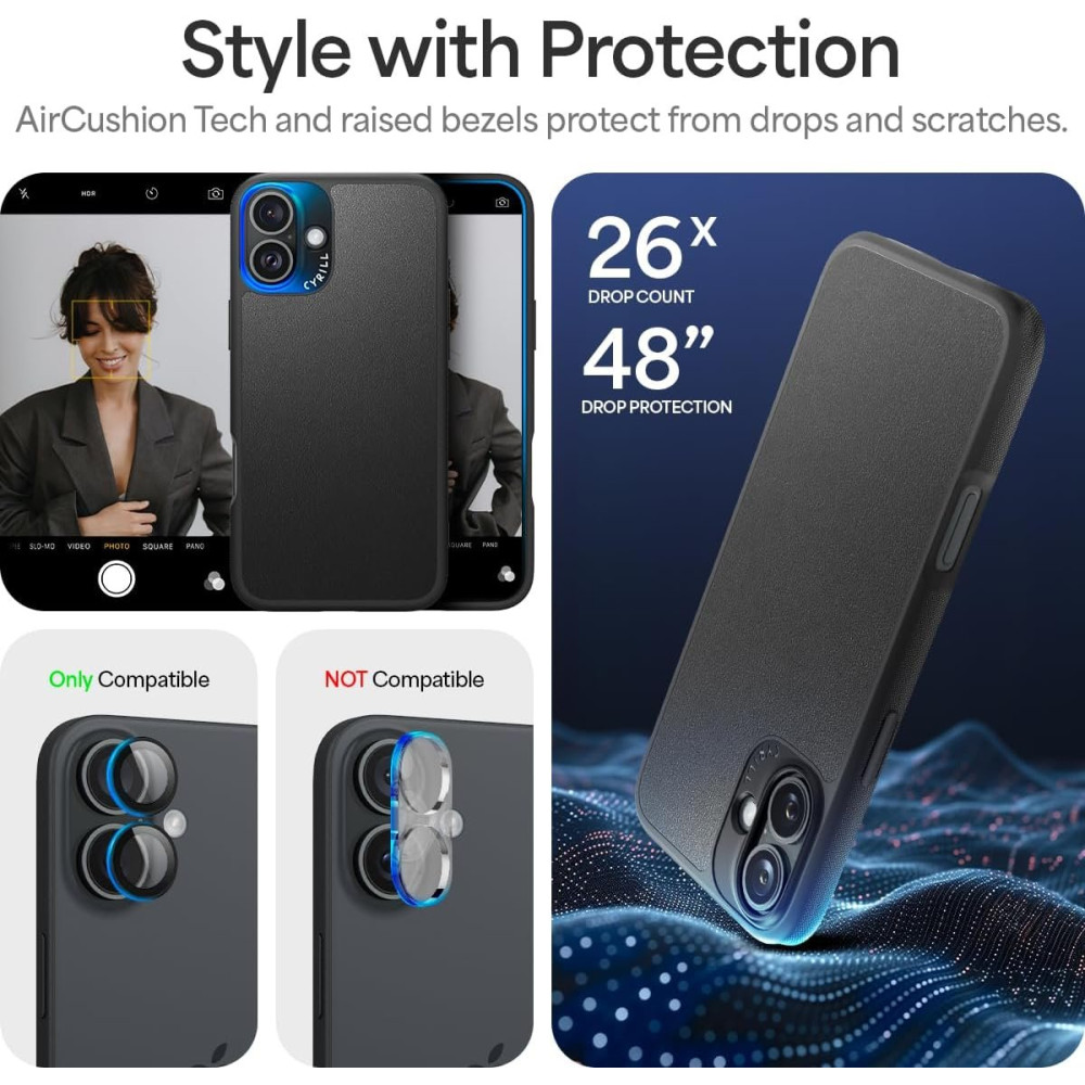 Θήκη iPhone 16 Spigen Cyrill Kajuk Mag Σκληρή με MagSafe από Vegan Δέρμα - Black (ACS08411)