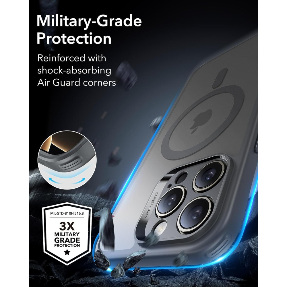 Θήκη & Tempered Glass iPhone 16 Pro ESR Classic Pro Set Ανθεκτική με MagSafe / Εναλλάξιμα Κουμπιά & Αντιχαρακτικό Γυαλί Προστασίας Οθόνης - Frosted Grey (4894240230039)